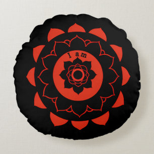  Muladhara Red Mandala Root Chakra  Round Cushion