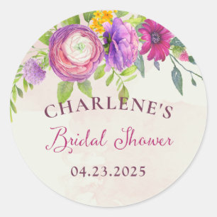 Mulberry and Ivory Dream Bridal Shower Classic Round Sticker