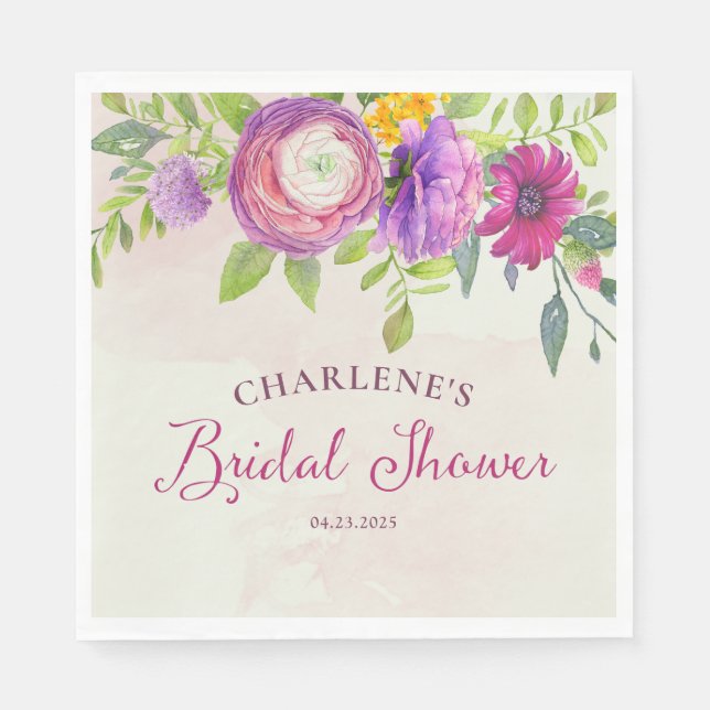 Mulberry and Ivory Dream Bridal Shower Napkin (Front)