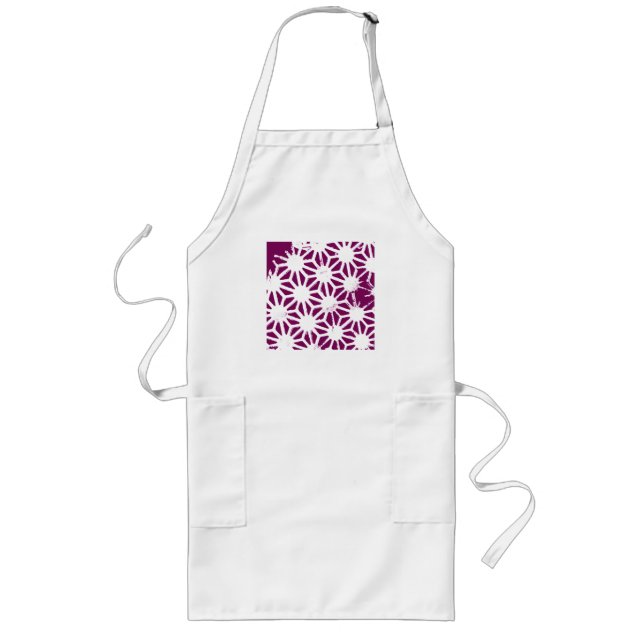 Mulberry and white geometric pattern long apron (Front)