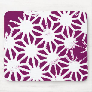 Mulberry and white geometric pattern mouse mat
