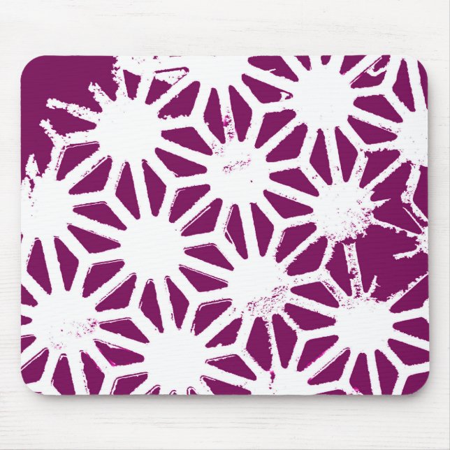 Mulberry and white geometric pattern mouse mat (Front)