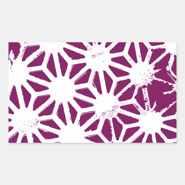 Mulberry and white geometric pattern rectangular sticker (Front)