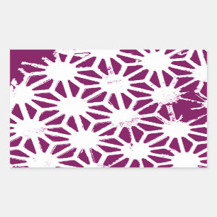 Mulberry and white geometric pattern rectangular sticker