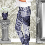 Mulberry Blue Purple Botanical Floral Toile No.1 Leggings<br><div class="desc">A purple and white vintage oversized pattern floral that has been digitised and colour toned to create what you see.</div>