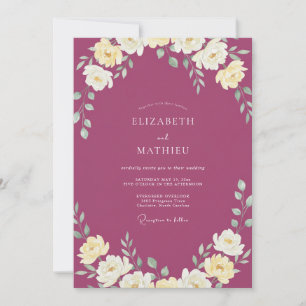 Mulberry Cream Flower Wedding Invitation