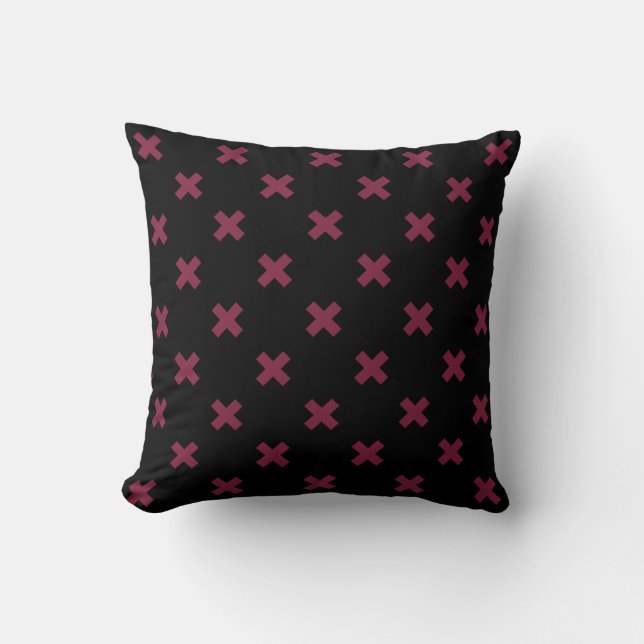 Mulberry cross stitches on black cushion (Front)