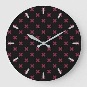 Mulberry cross stitches on black large clock