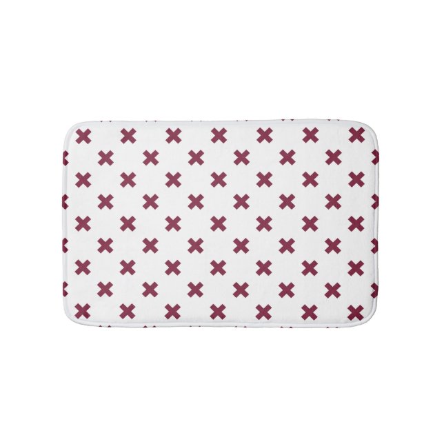 Mulberry cross stitches on white bath mat (Front)