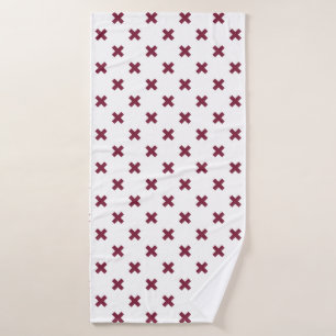 Mulberry cross stitches on white bath towel