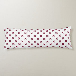 Mulberry cross stitches on white body cushion