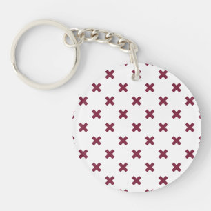 Mulberry cross stitches on white key ring
