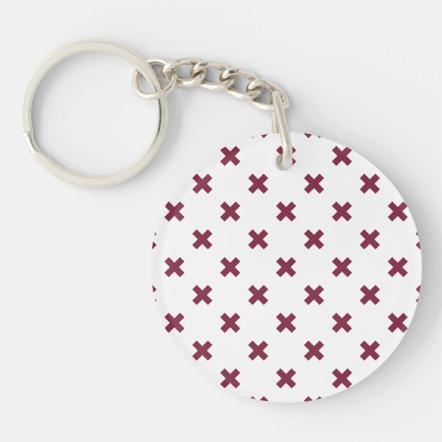 Mulberry cross stitches on white key ring (Front)