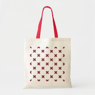 Mulberry cross stitches on white tote bag
