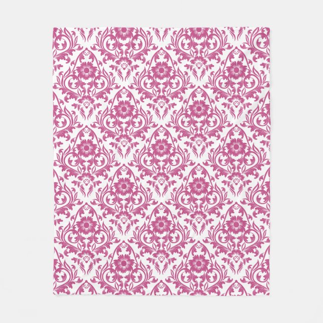 Mulberry Damask Floral Traditional Fleece Blanket (Front)