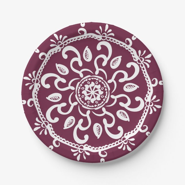 Mulberry Mandala Paper Plate (Front)