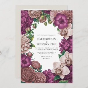 Mulberry, Mauve Clay & Soft Fig Wedding Invitation