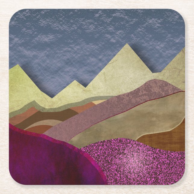 Mulberry Mountains Square Paper Coaster (Front)
