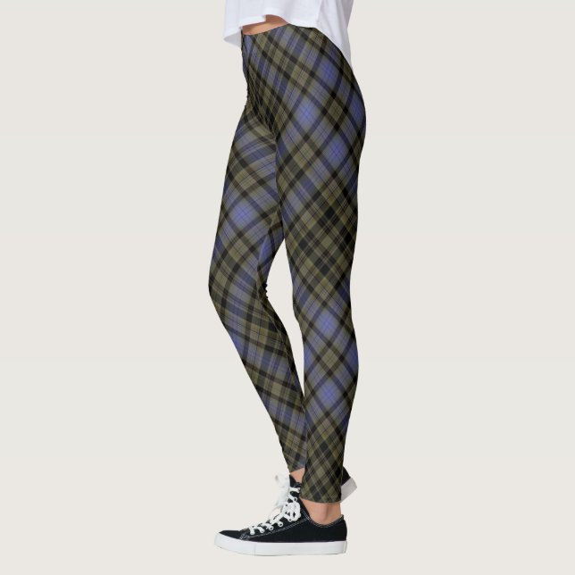 Mulberry Olive Black Large Tartan Plaid Diagonal Leggings (Left)