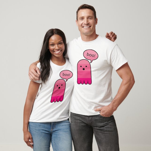 Mulberry Pink Boo Ghost Halloween T-Shirt (Unisex)