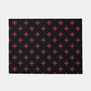 Mulberry polka crosses on black doormat