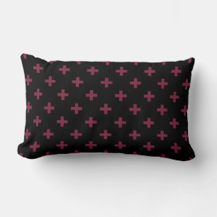 Mulberry polka crosses on black lumbar cushion