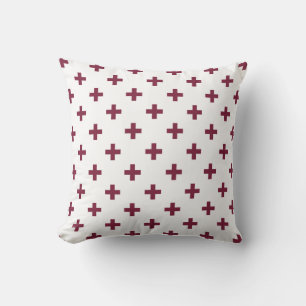 Mulberry polka crosses on white cushion