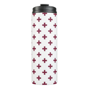 Mulberry polka crosses on white thermal tumbler
