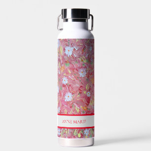 Mulberry Red Floral Custom Water Bottle