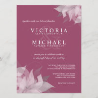 Mulberry Rose and White Floral Wedding Invitations