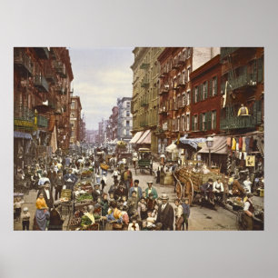 Mulberry Street Market New York City 1900 Poster
