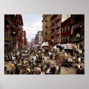 Mulberry Street NYC circa 1900 Canvas Print