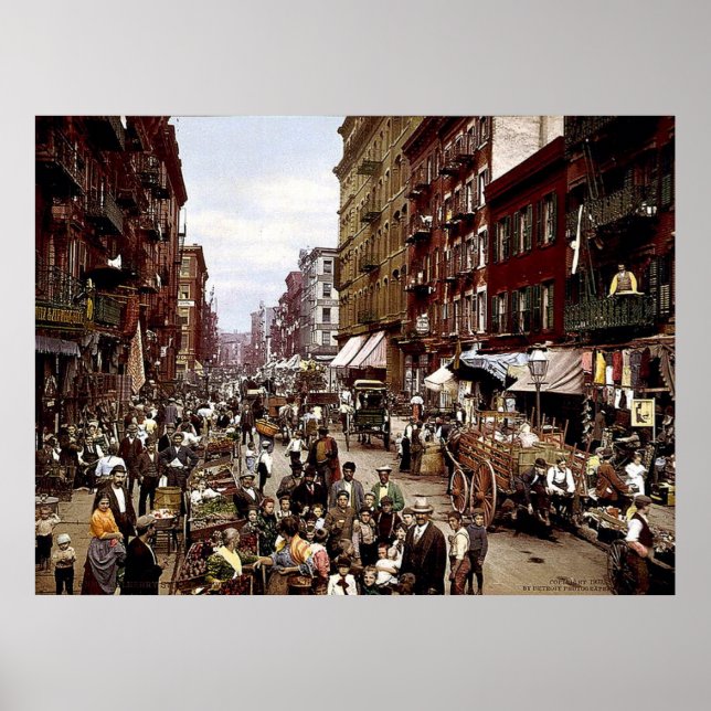 Mulberry Street NYC circa 1900 Canvas Print (Front)
