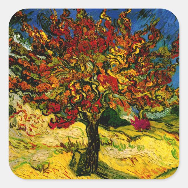 Mulberry Tree Van Gogh Fine Art Square Sticker (Front)