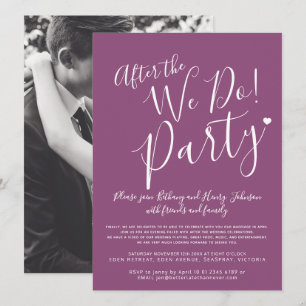 Mulberry white after the we do wedding after party invitation