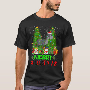 Mule Christmas Tree Lights Family Holiday Santa Mu T-Shirt