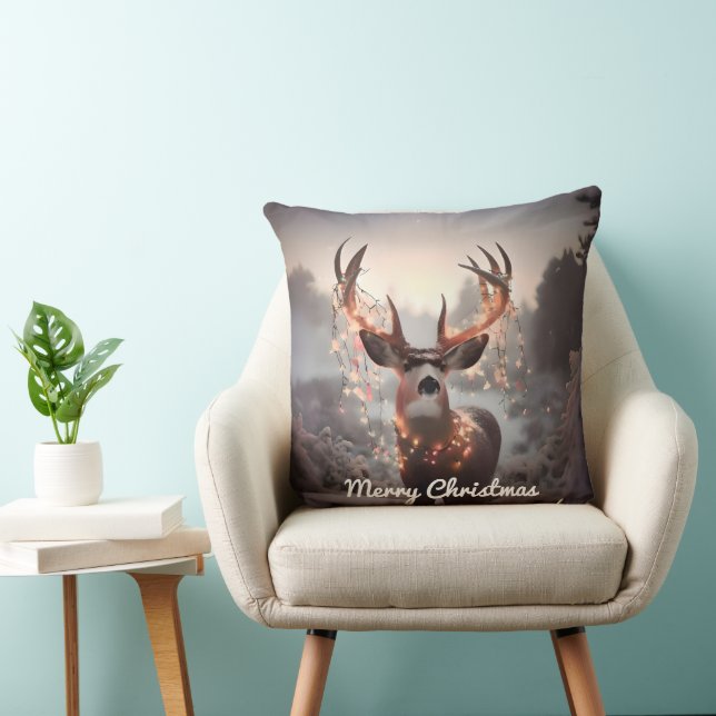 Mule Deer and Christmas Lights Cushion (Chair)