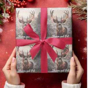 Mule Deer and Christmas Lights Wrapping Paper