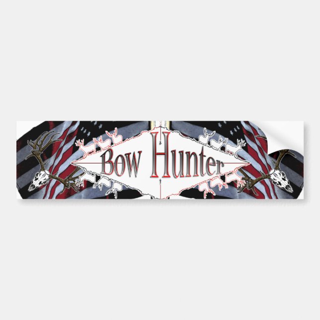 mule deer bow hunter bumper sticker (Front)