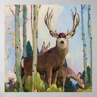 “Mule Deer Buck and Doe” by W Herbert Dunton