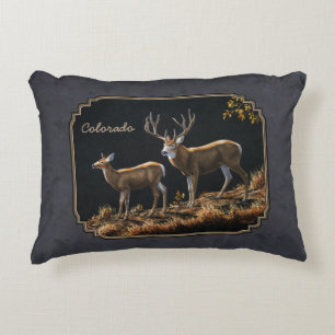 Mule Deer Buck and Doe Grey Custom Decorative Cushion