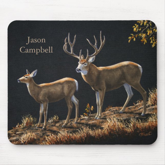 Mule Deer Buck & Doe Mouse Mat (Front)