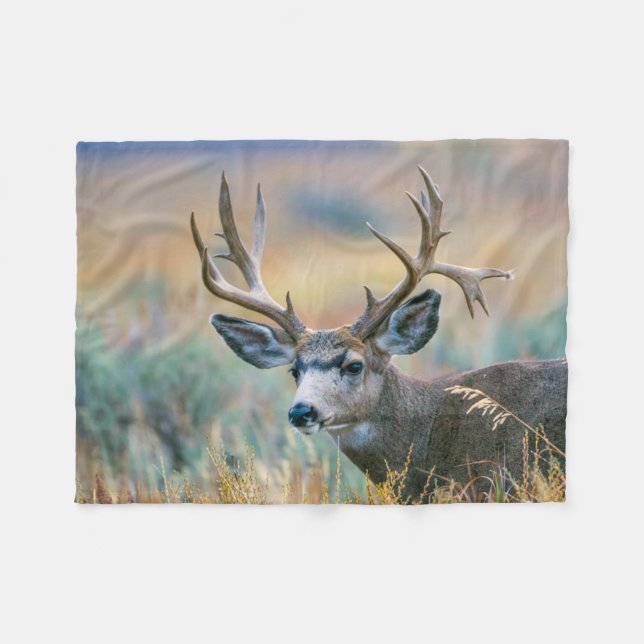 Mule Deer Buck | Grand Teton National Park Wyoming Fleece Blanket (Front (Horizontal))