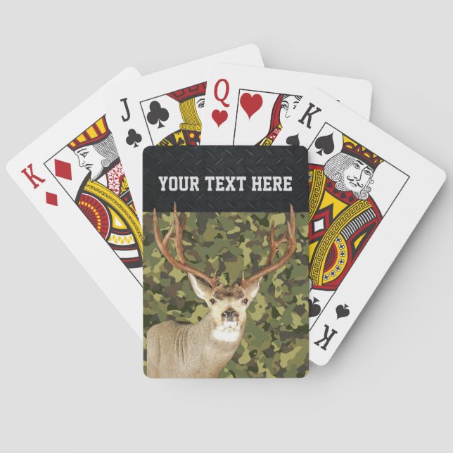 Mule Deer Camo Hunting Antlers Buck Custom Playing Cards (Back)