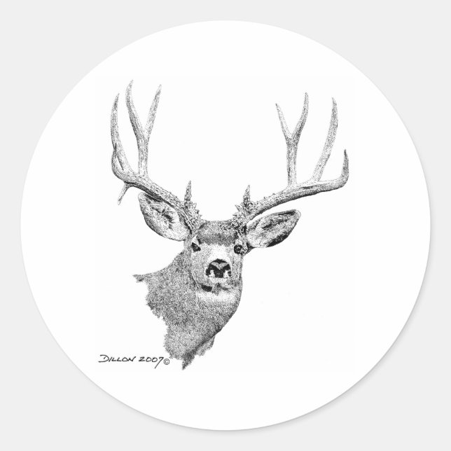 Mule Deer Classic Round Sticker (Front)