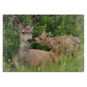 Mule Deer Doe with Fawn Cutting Board