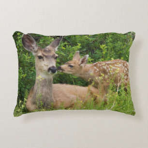 Mule Deer Doe with Fawn Decorative Cushion