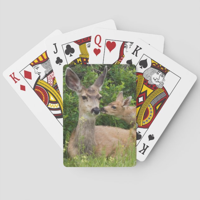 Mule Deer Doe with Fawn Playing Cards (Back)