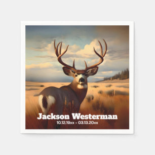 Mule Deer on Prairie Memorial  Napkin