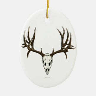 Mule deer skull ceramic tree decoration
